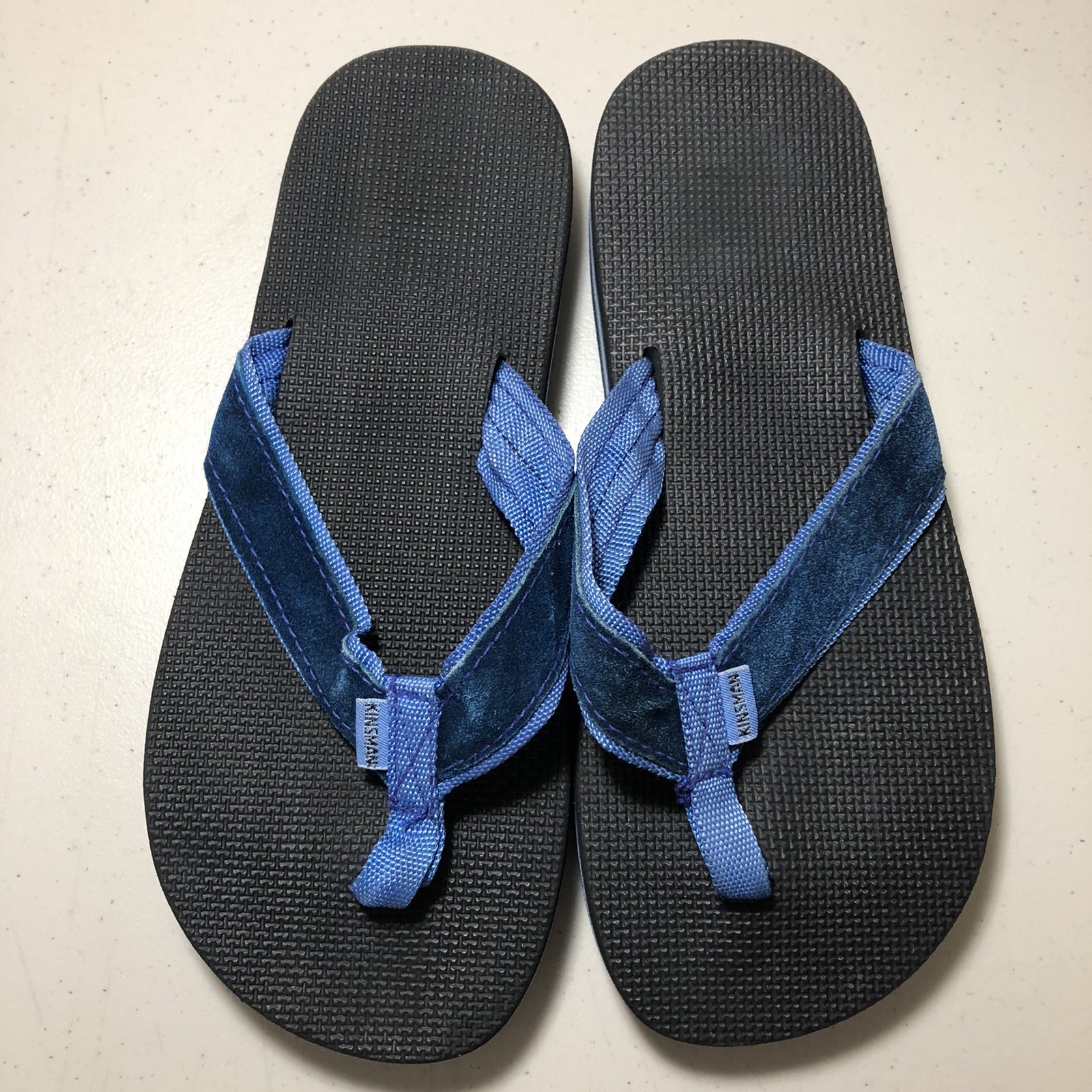 Kinsman 70’s 80’s Thongs Flip Flops Sandals Women’s M (~8.5) Blue Layered Foam