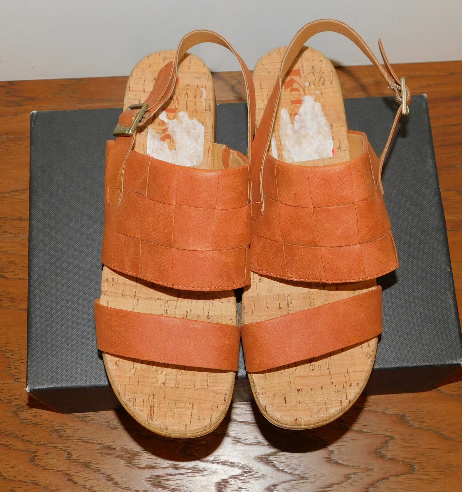 Korks Kork Ease Sz 9 Fraya Wedge Sandals Woven Platform Clog Shoes Orange NEW!