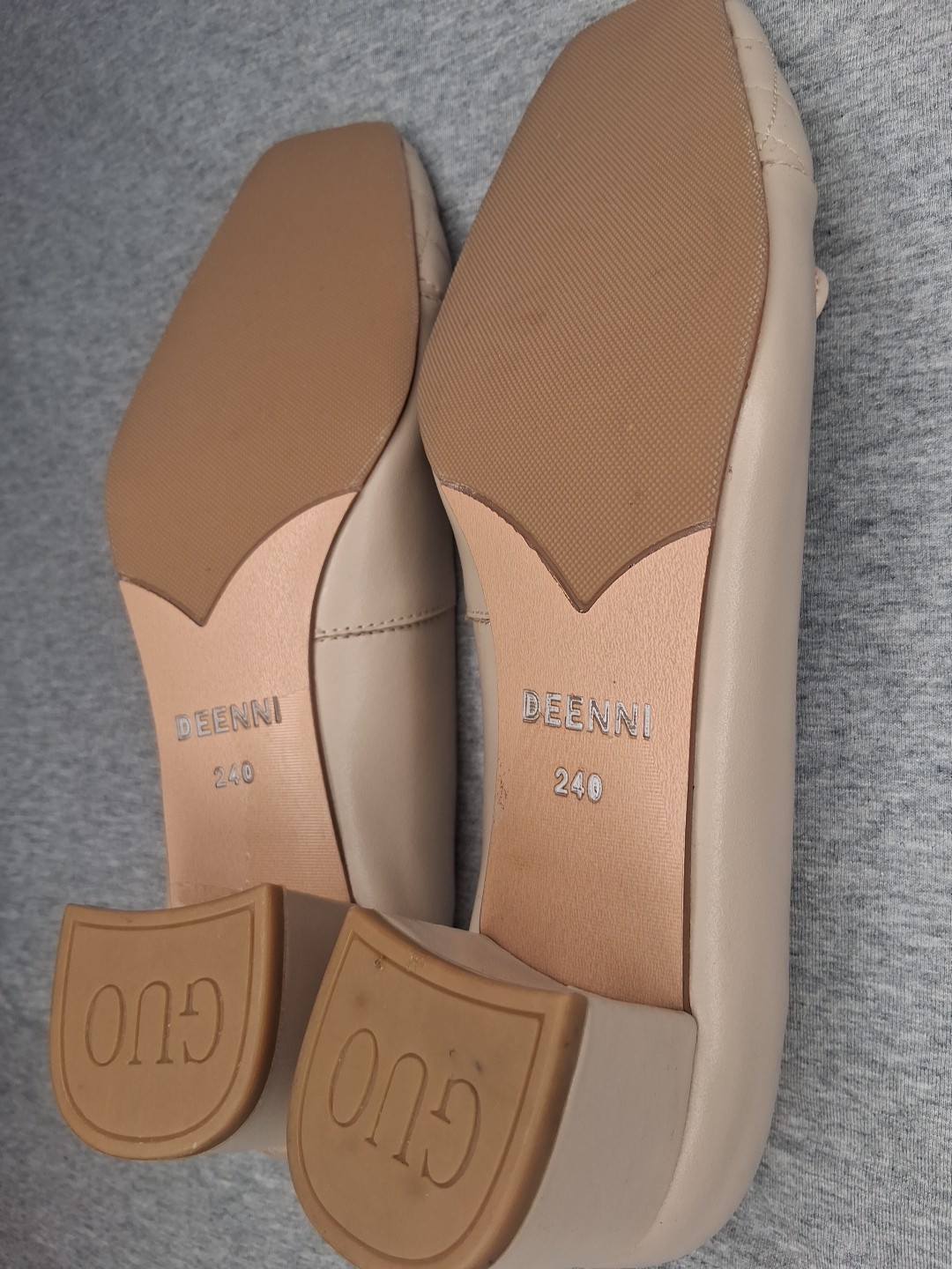 DEENNI Heeled Ballet Pumps Tan Minimalist Business Casual Size 38 US 7