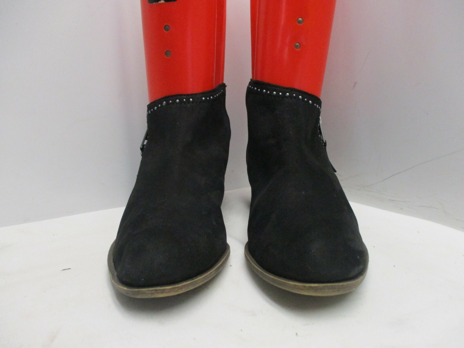 Lucky Brand Benna Black Suede Leather Studded Zip Ankle Boots Womens Size 8 M