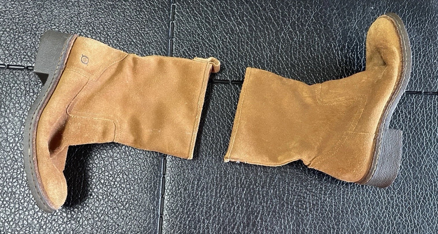 born suede boots Brown Calf Length Size 7 Please See Pictures For Defects