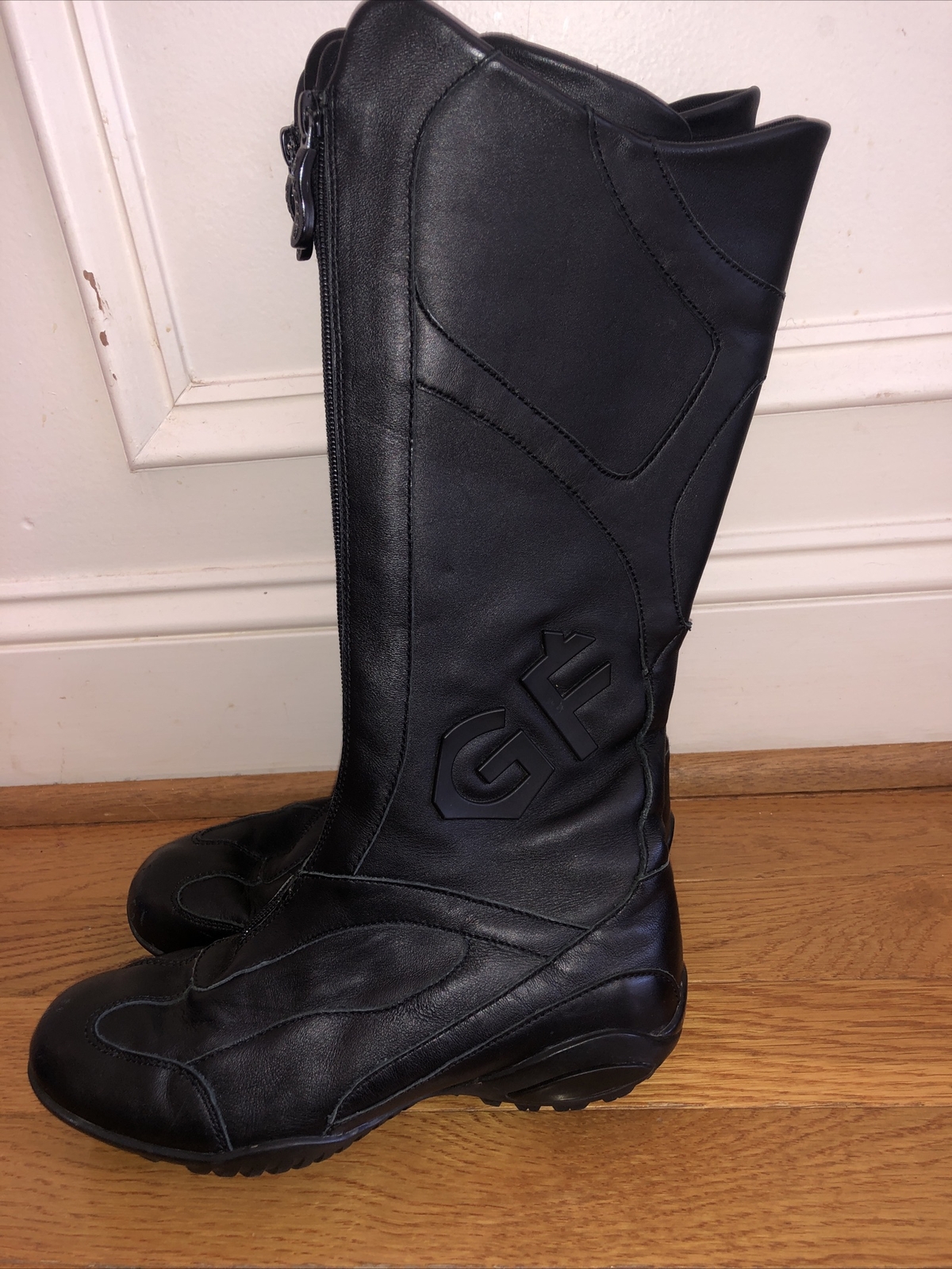 GF FERRE Black boots Size 36 EU Zipper Front GF Logo On Side