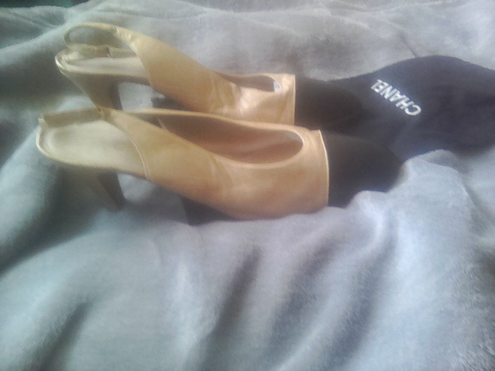 Authentic Chanel Tan & Navy Slingback Shoes Make Your Best Reasonable Offers
