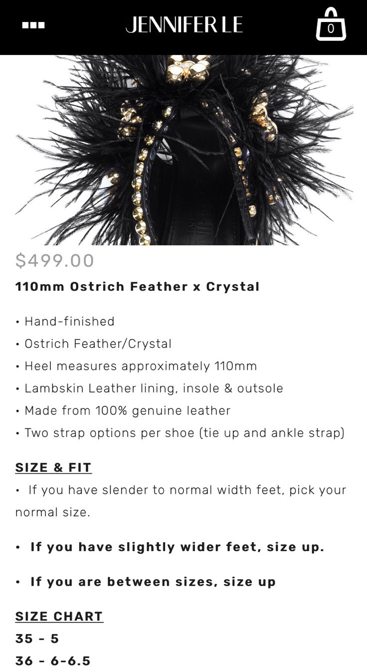 New I AM Jennifer Le Fairytale Ostrich Feather/Crystal Hi Heel Sz 36 US 6 NWOB