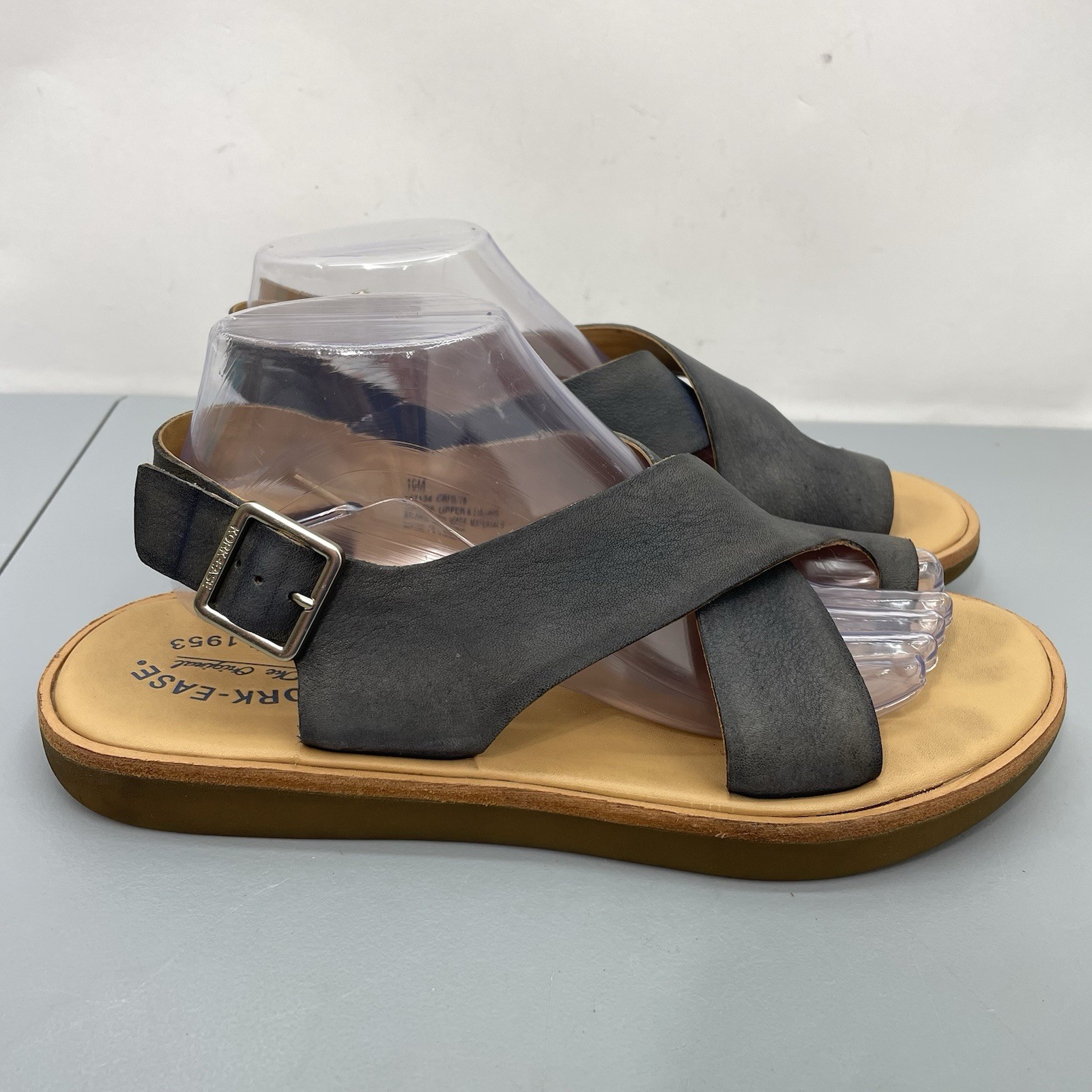 Kork Ease Dara Slingback Sandals Strappy Coastal Boho Leather Black Womens 10