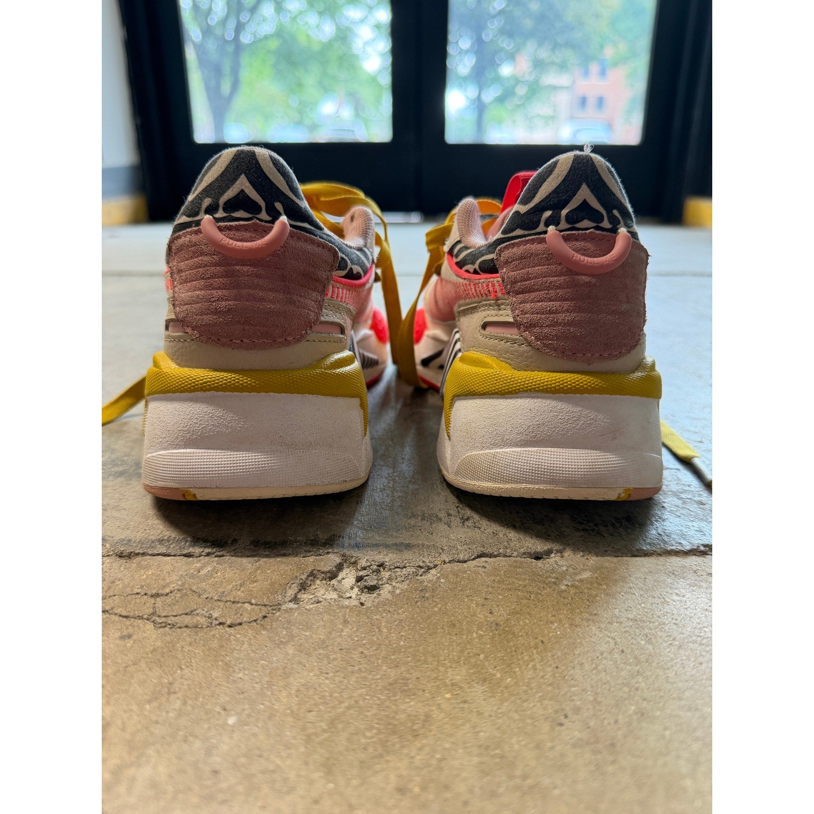 Puma RS-X Wildcats Womens Sneakers Pink Yellow Zebra Animal Print Size 5.5