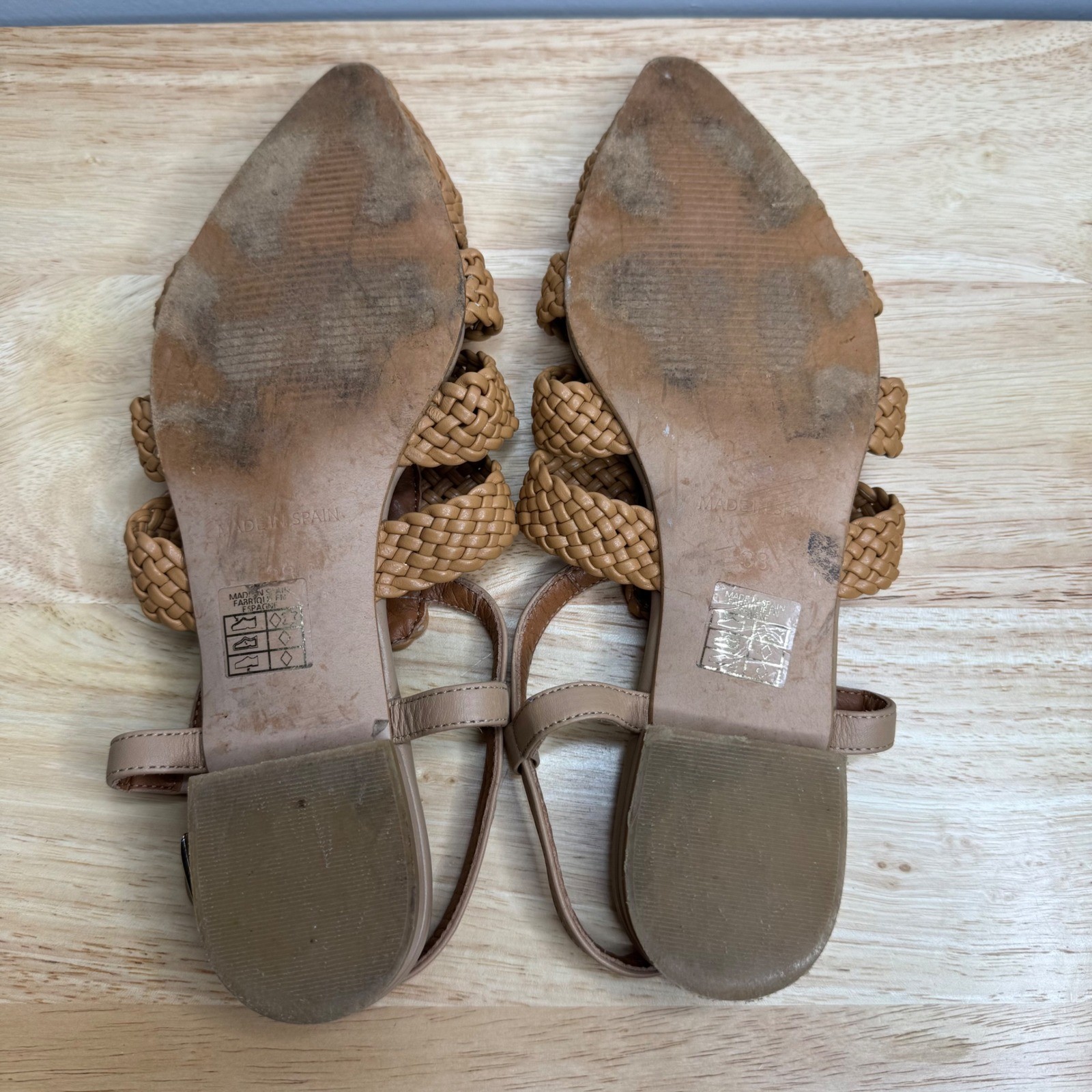 Angel Alarcon Anthropologie Fisherman Sandals Woven Leather Pointed Toe Size 38