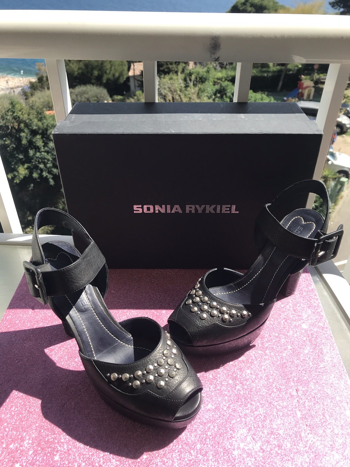 🍀SONIA RIKYEL 🌼LEATHER PLATFORM SHOES SIZE 36.5 🌷 💐💐 ́