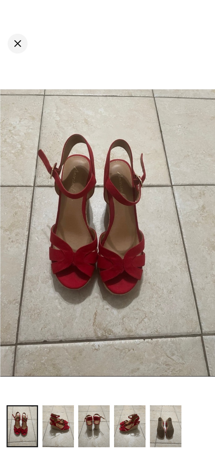 Red American Eagle Women’s Size 9 Espadrille Wedge Sandal Slingback Heel