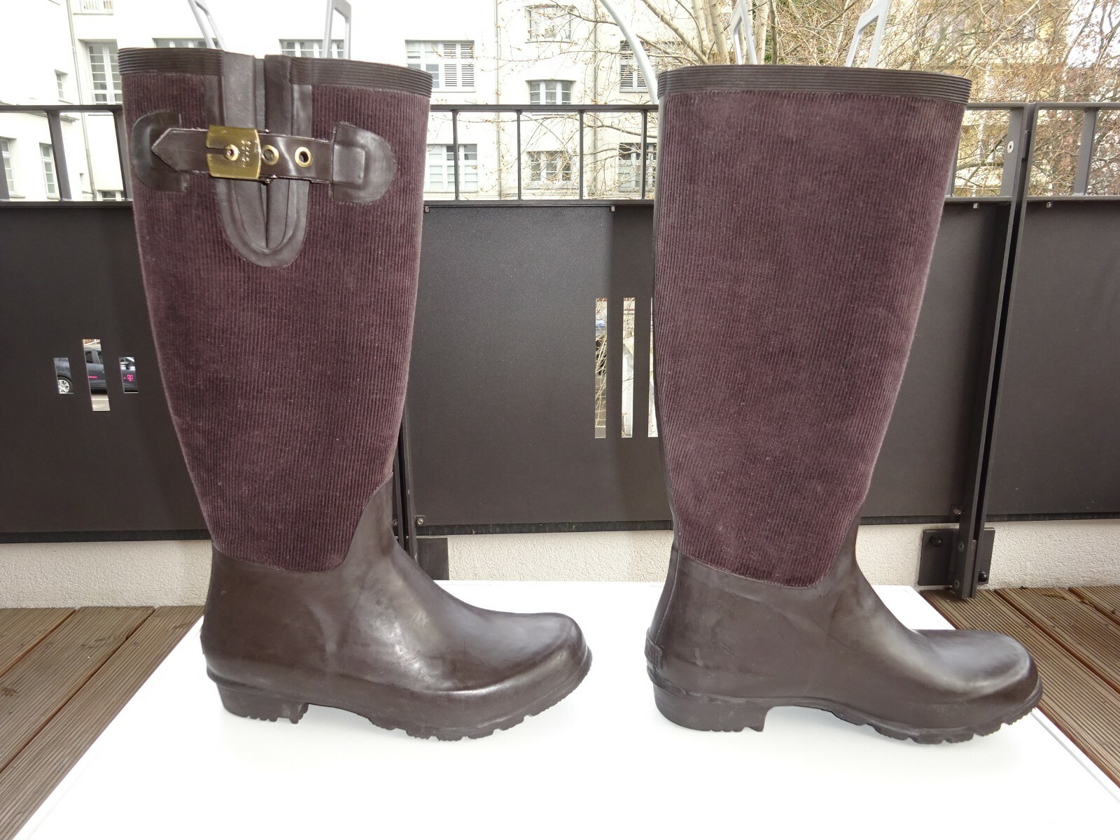 SCHOLL 299 DR.SCHOLL Damen Schuhe Stiefel Gummistiefel Gummi Kord Gr.37 Neuw