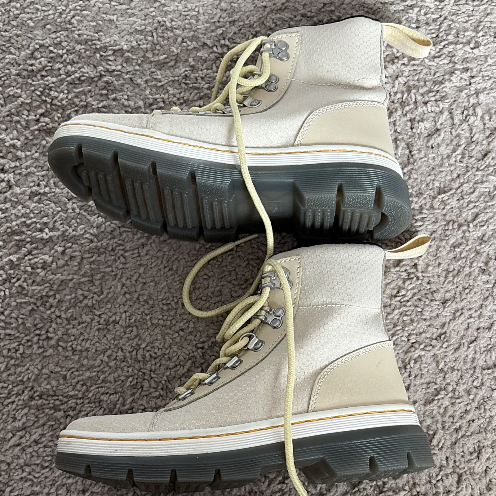 Dr. Martens Combs W Women’s Beige Canvas Lace-Up Ankle Combat Boots US 6