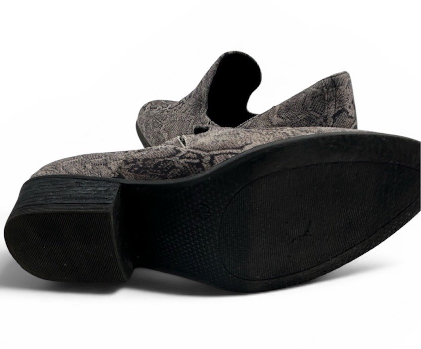 Pierre Dumas Womens Gray Snakeskin Print Venetian Loafers Pointed Toe Flats 8.5