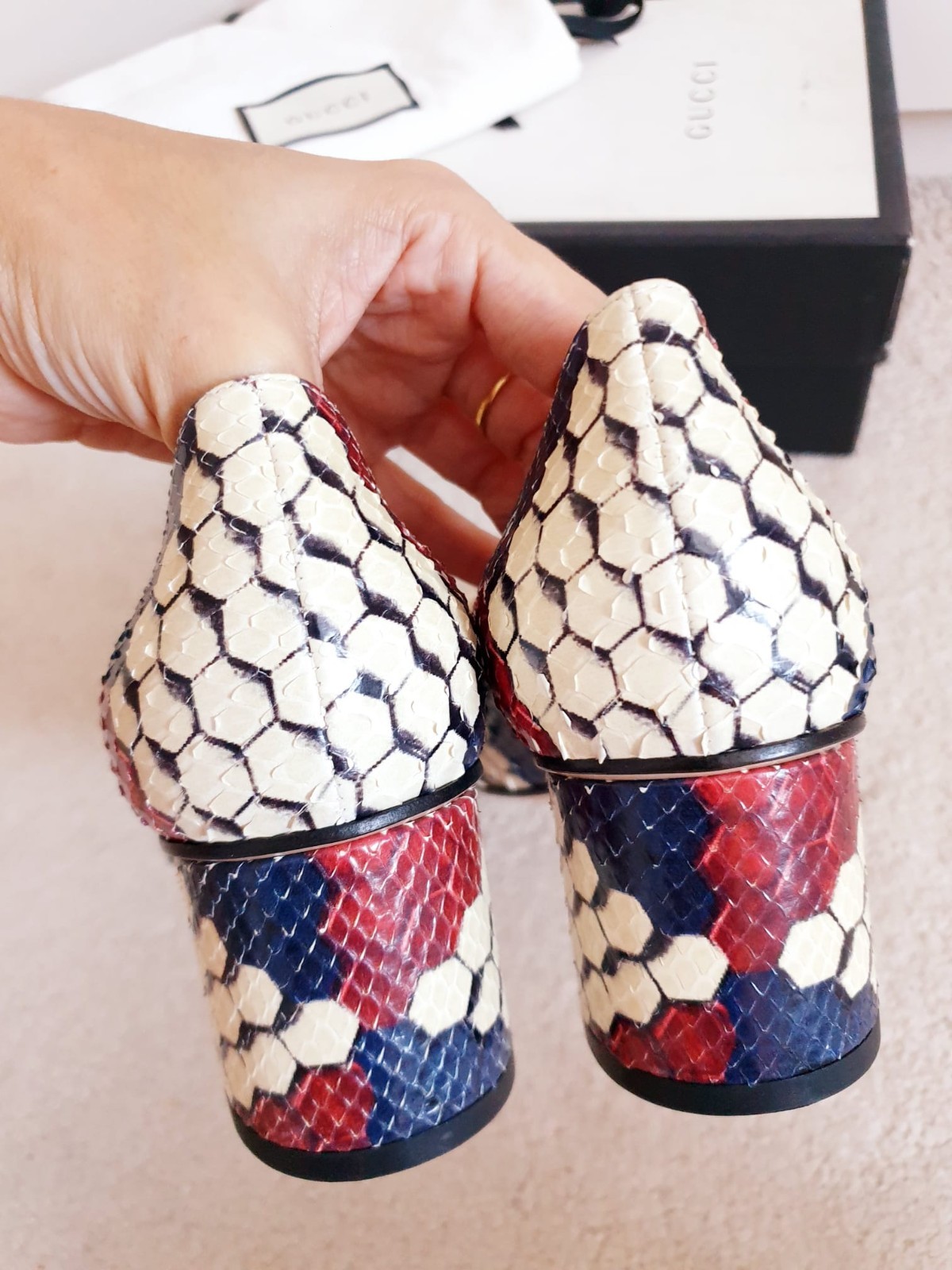 New Gucci Marmont Multi Fringed Leather Mid Heeled Court Shoes UK 6 EU 39 US 9