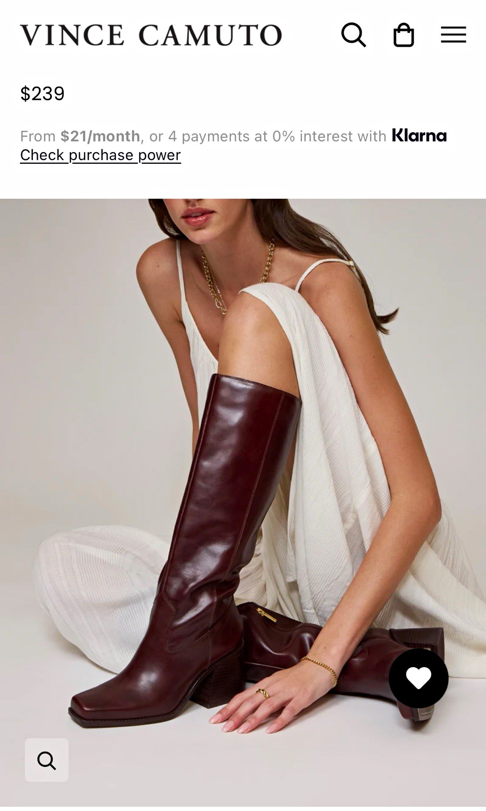 Vince Camuto Burgundy Leather Knee High Riding Boots Square Toe Zip Women 8M