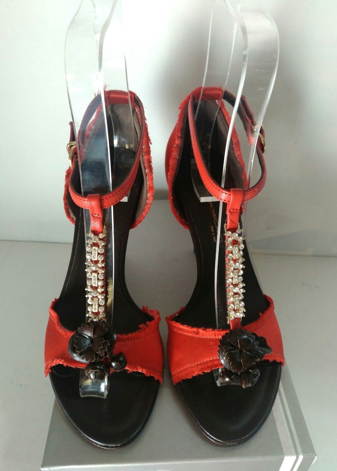 Manas Lea Foscati Elegant Sandal Women Satin Red ITALY N°35-36-37-38-39-40