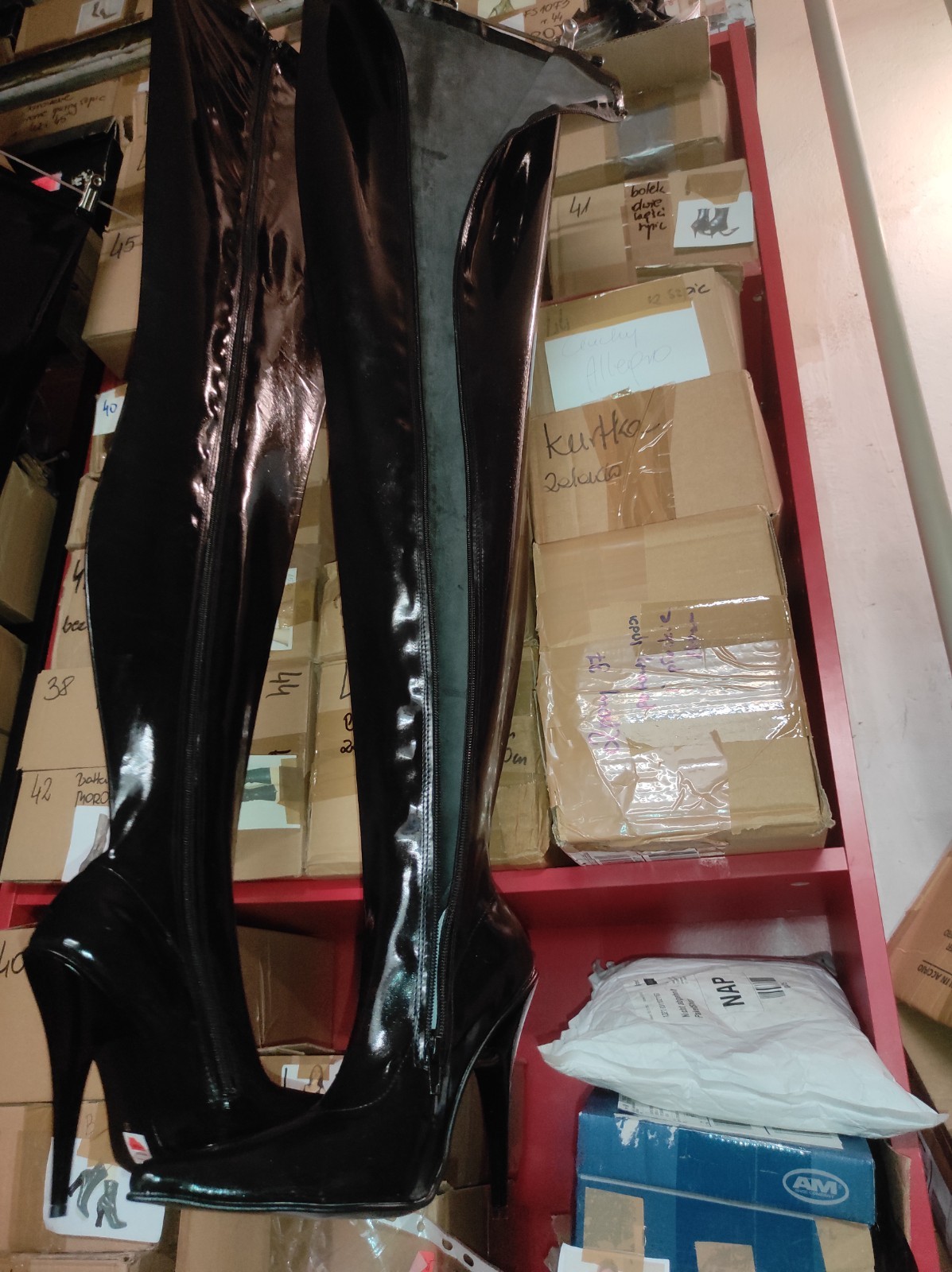 Rubber Latex Boots Over The Knee Many Colours Heel 13cm Chunky 35 36 37 38 39 40