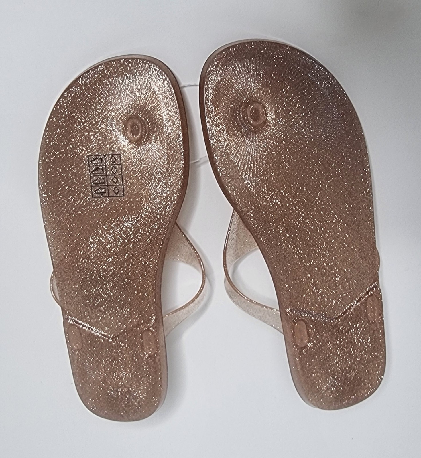 💥Michael Kors Women Gold Glitter Thong Flip Flops Logo Jelly Sandals Sz 8M