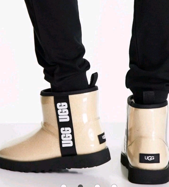 Womens UGG Classic Clear Mini Boots Waterproof Wool-Blend Cream White Sz 9 New