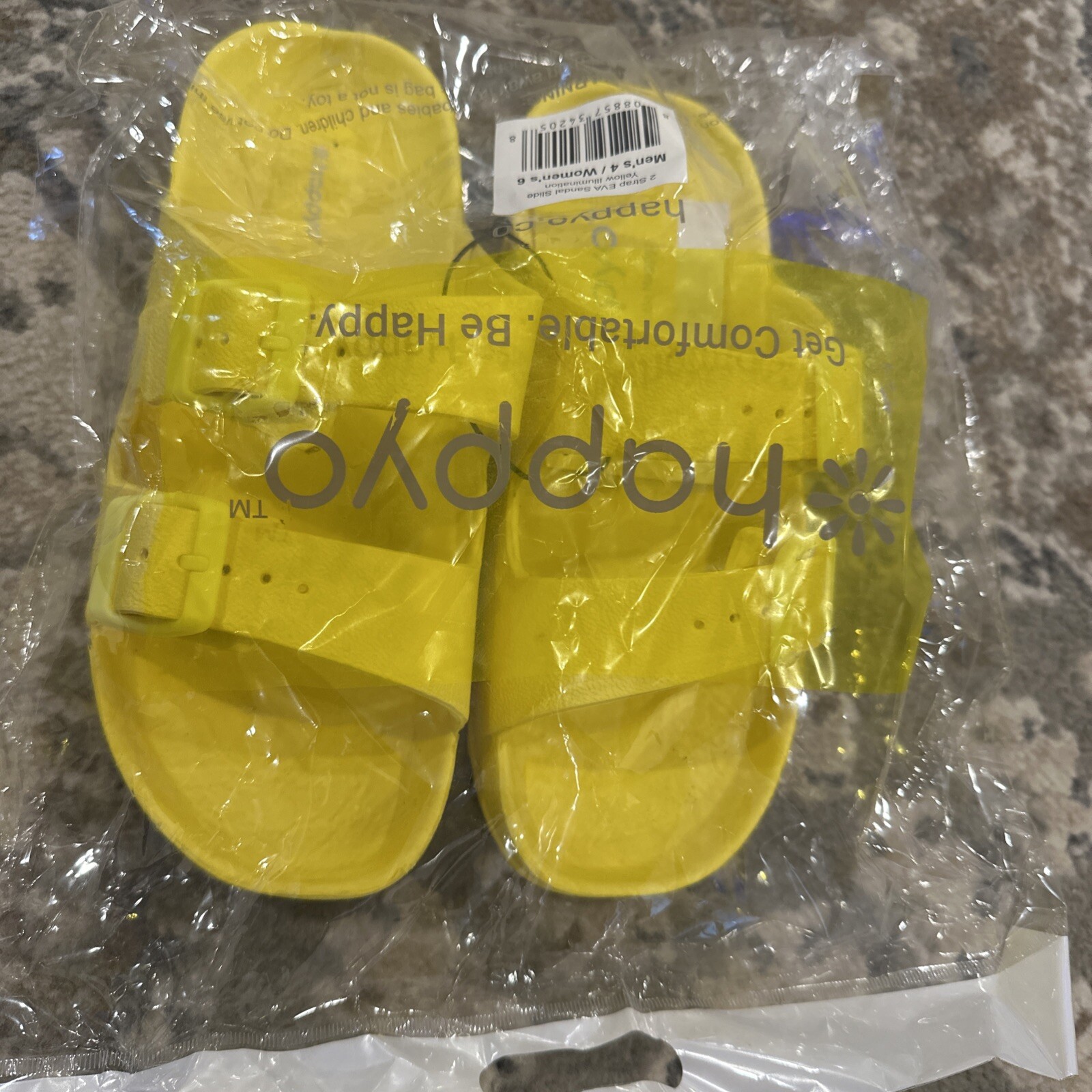 happyo 2 Strap EVA Sandal Slide Yellow Illumination Mens 4 Womens 6