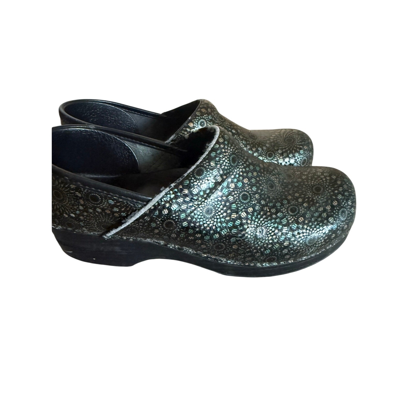 Dansko Professional Leather Clogs EU 40 Black Metallic Mosaic Comfort Shoes