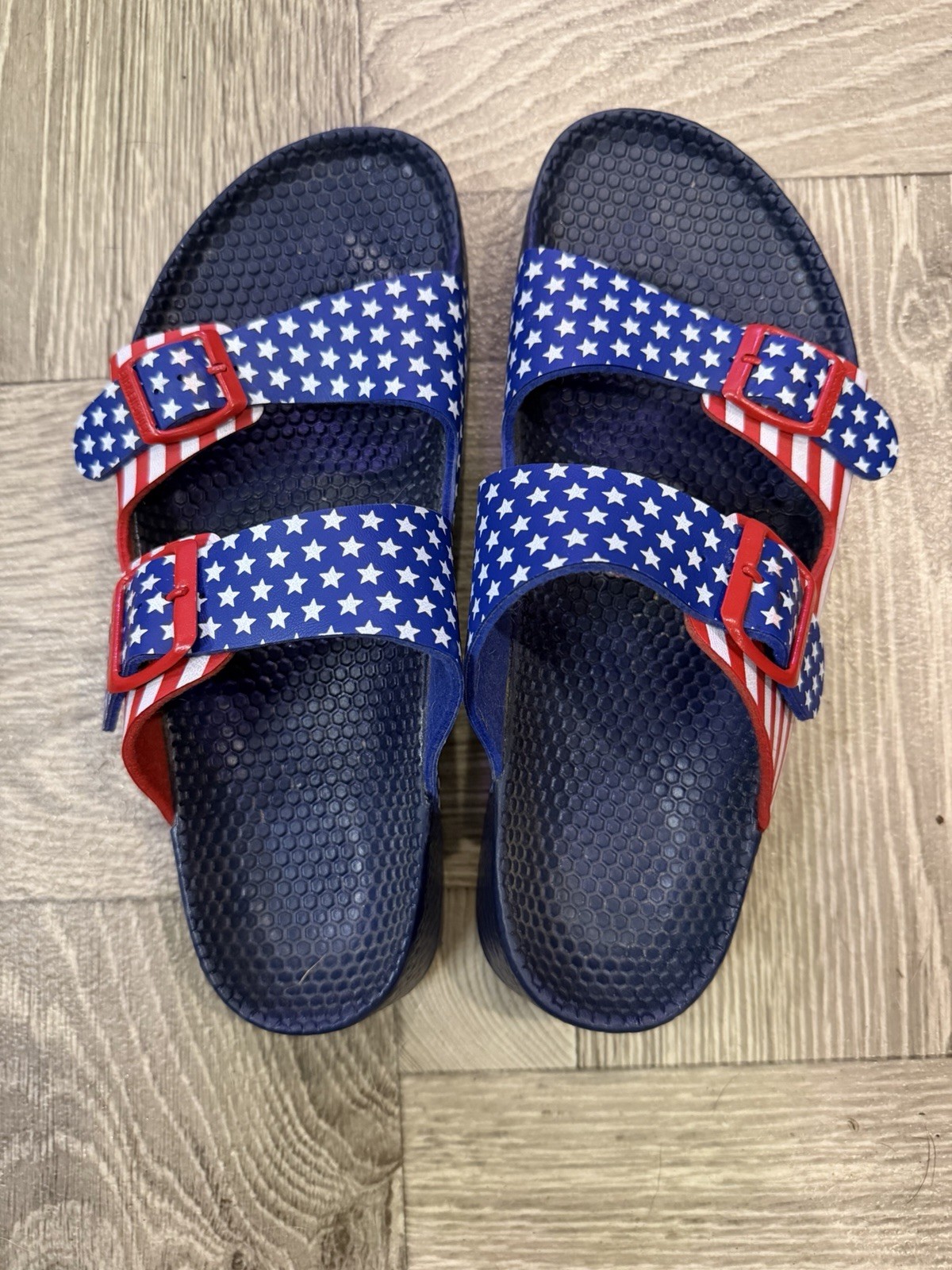 Birkenstock Women’s American Flag Stars Slide Sandals Blue/Red/White Buckle US10