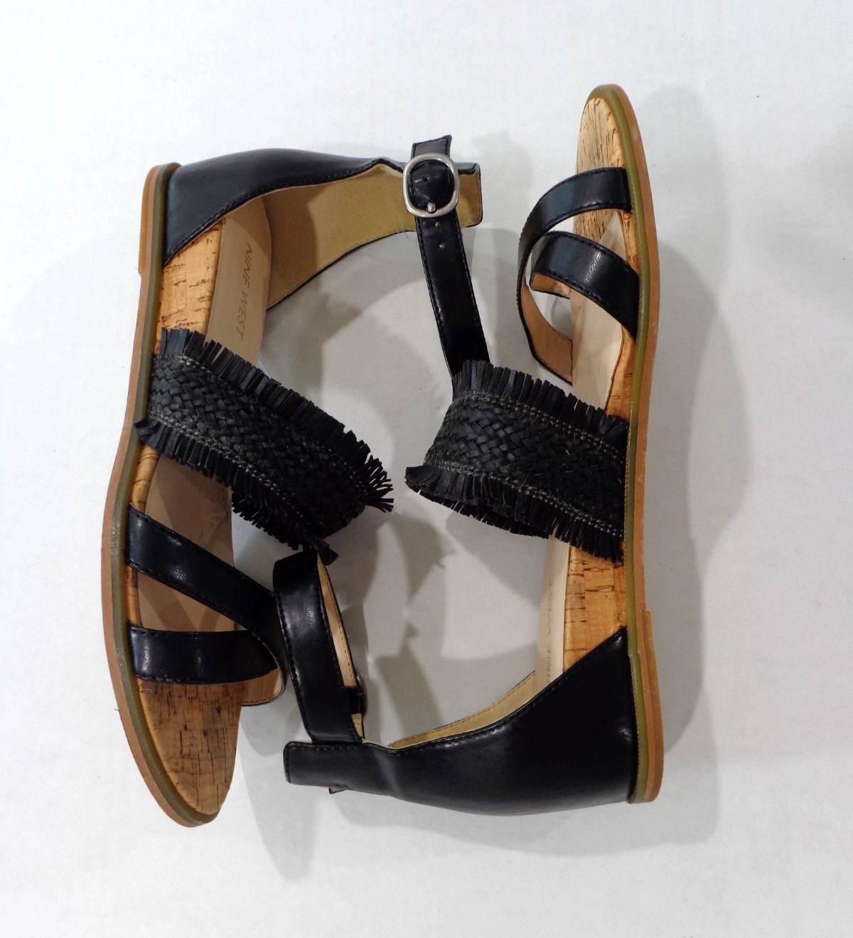 Nine West Women’s Vernell Flat Sandals Black Ankle Strap Size 7M