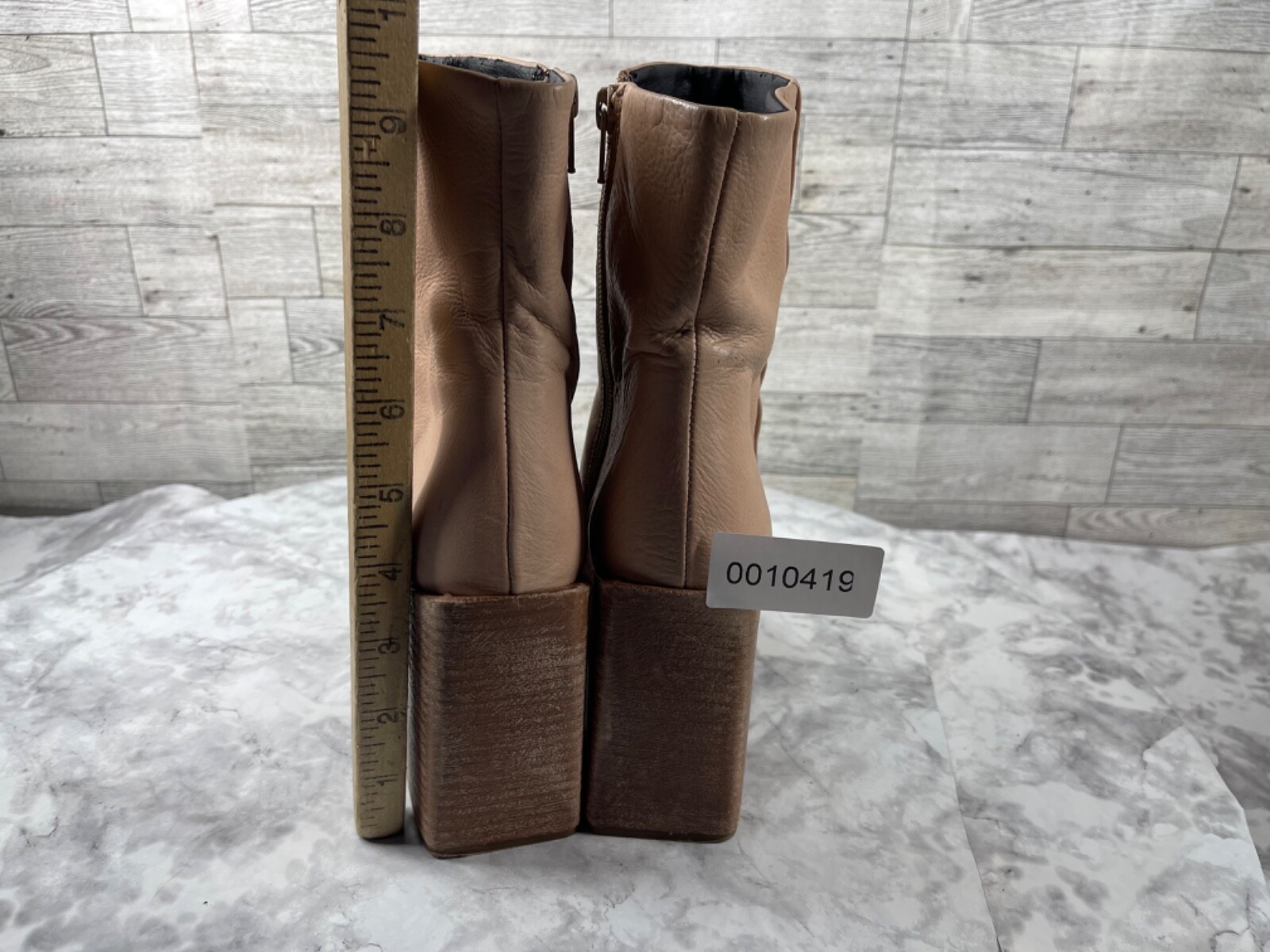 Free People x Farylrobin Marley Boots Women 8.5M Shoe Brown Leather Block Square