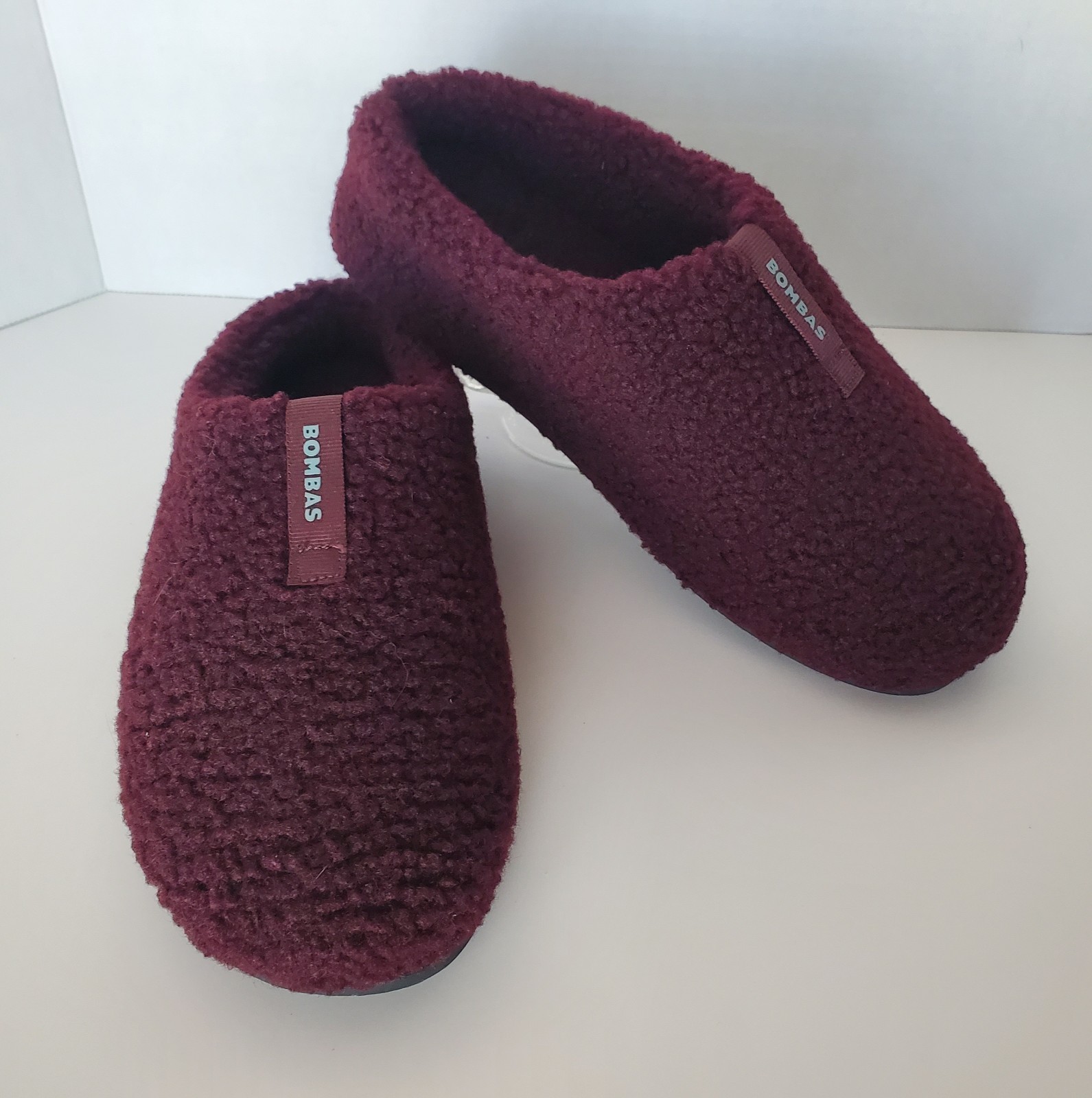 BOMBAS Sunday Slipper Women’s Size 8 In Cherry Chocolate Sherpa Fleece Slip On