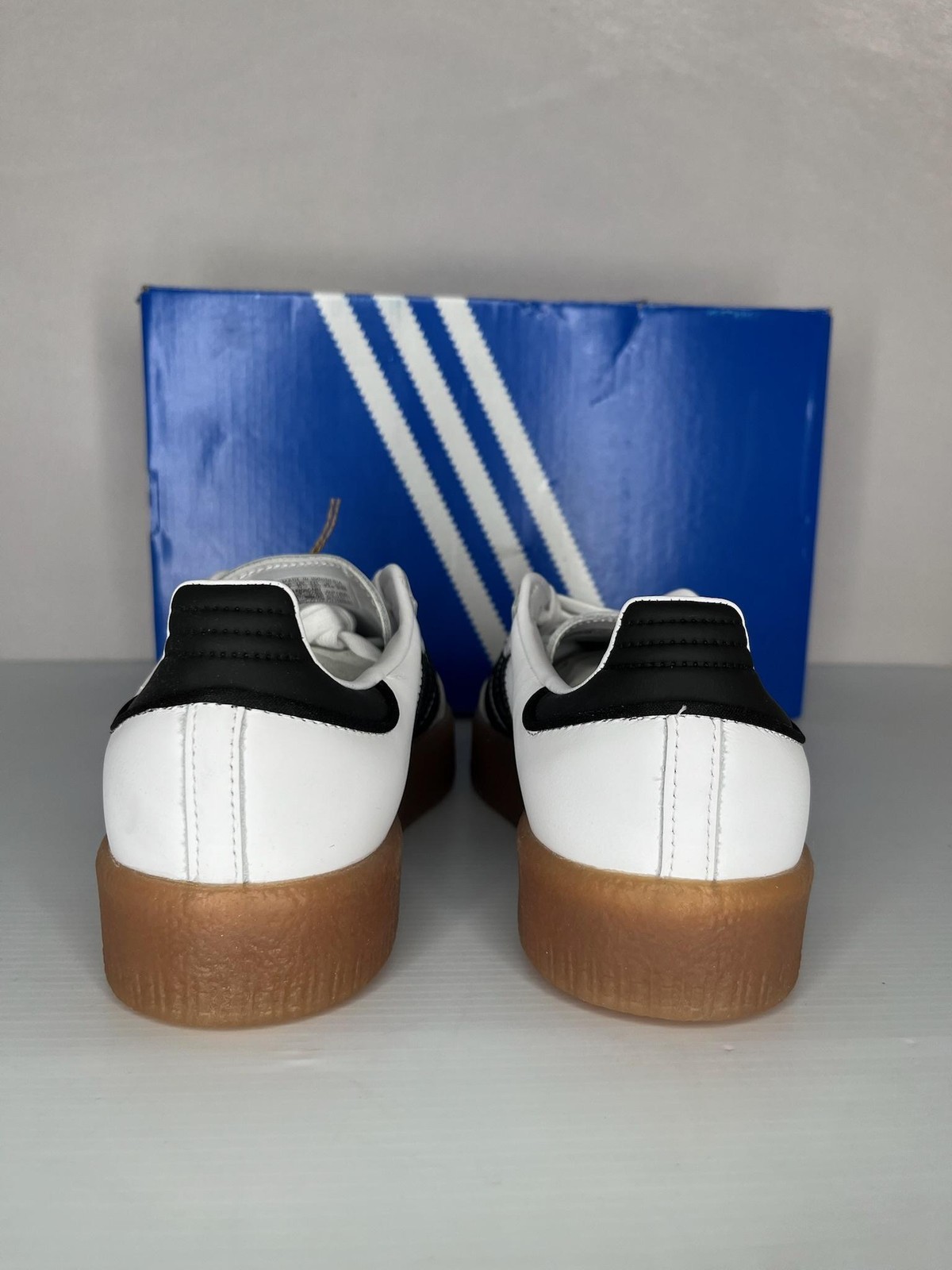 Adidas Sambae Women’s 7 White Black Gum Platform Shoes JI1349 NEW