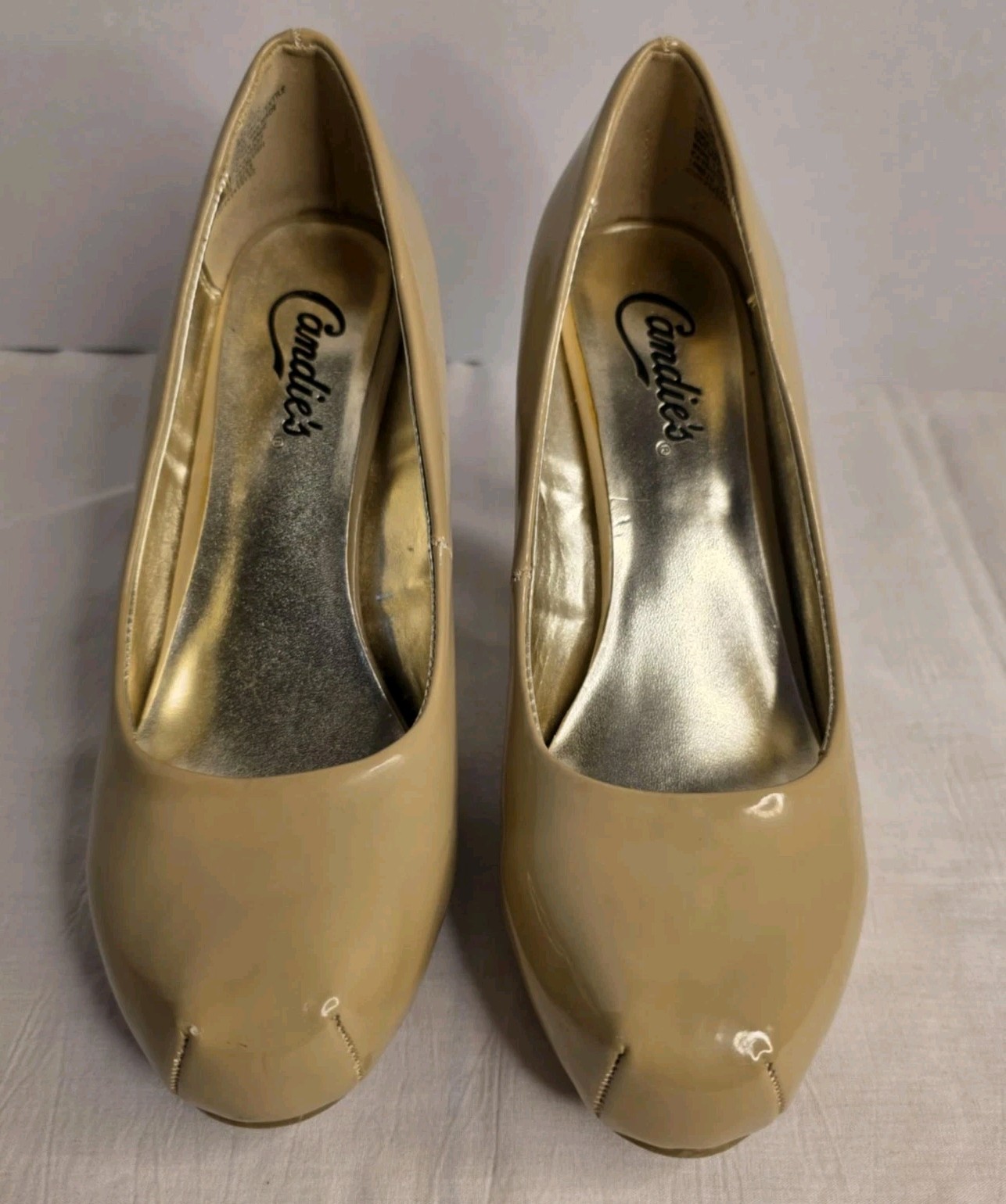 Candies Womens Classic Pumps Beige Slim Heels Round Toe Slip Ons 6.5 M