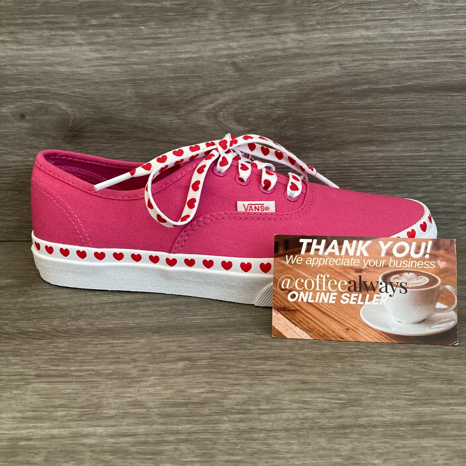 Vans Authentic Heart Foxing Pink Red White Size 6 Women’s New With Box NWB