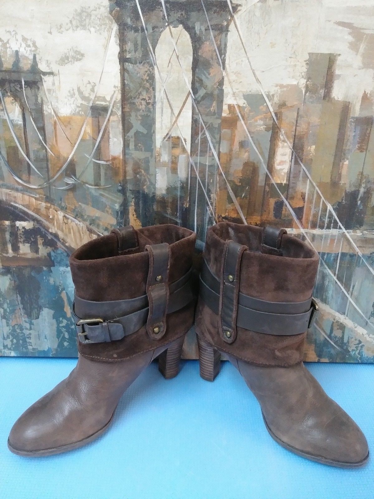 NINE WEST WOMEN’S MID CALF BROWN LEATHER US SIZE 9.5 MEDIUM (B, M)