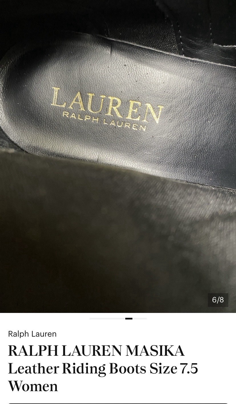Lauren Ralph Lauren Masika Women’s Black Leather Knee-High Riding Boots Zip 7.5