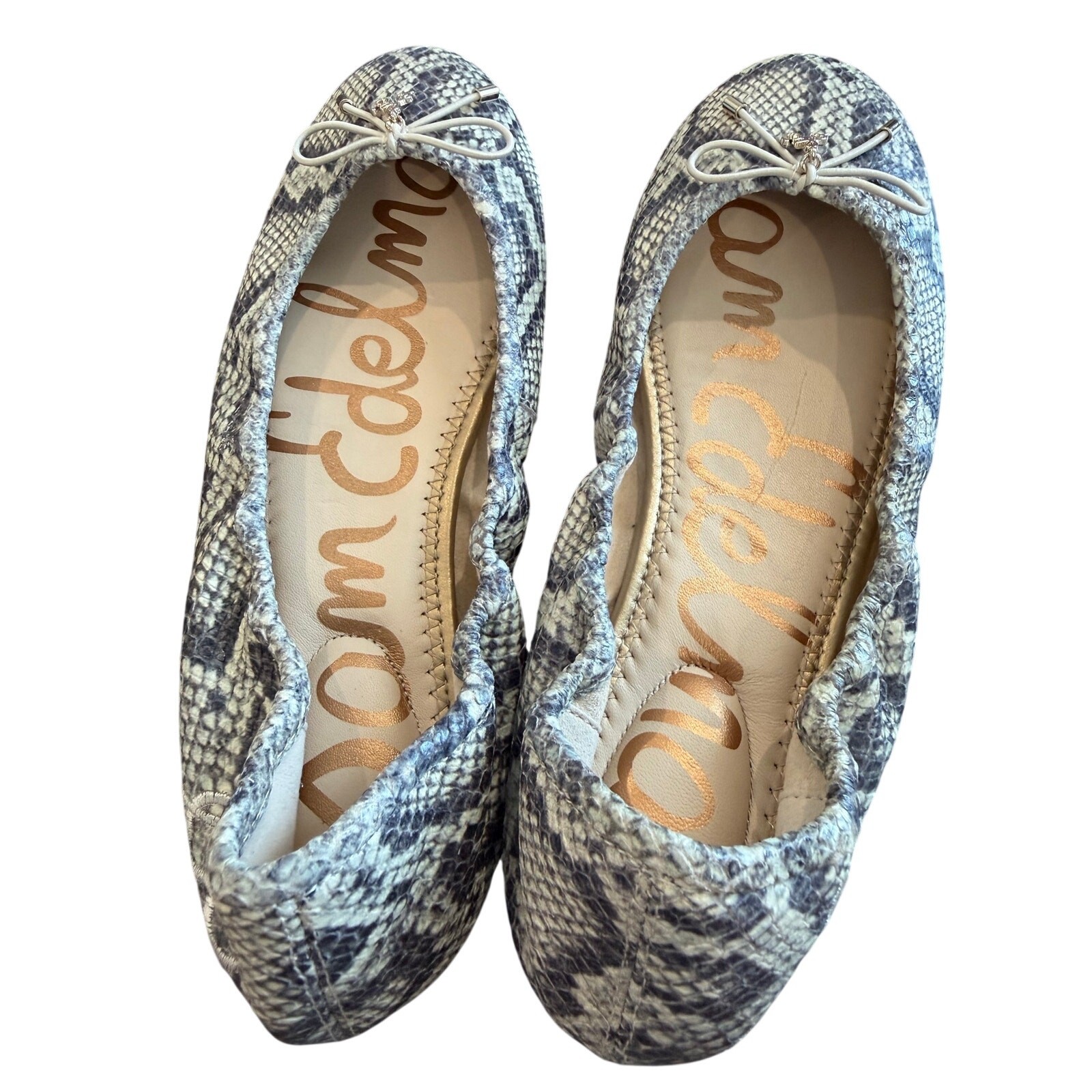 Sam Edelman Felicia Ballet Roccia Snake Print Gray Cream Size 7.5 Classic