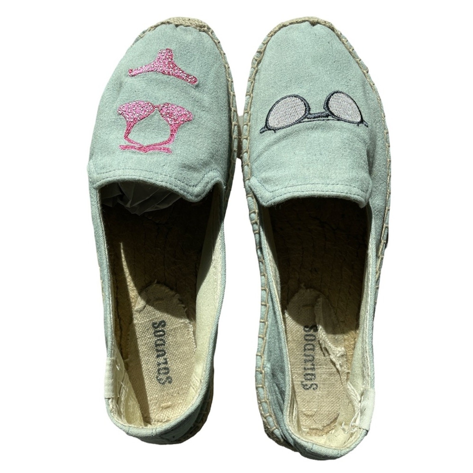 Soludos Eco-friendly Tencel Chambray Sunglasses & Bikini Espadrille Slide Ons 7