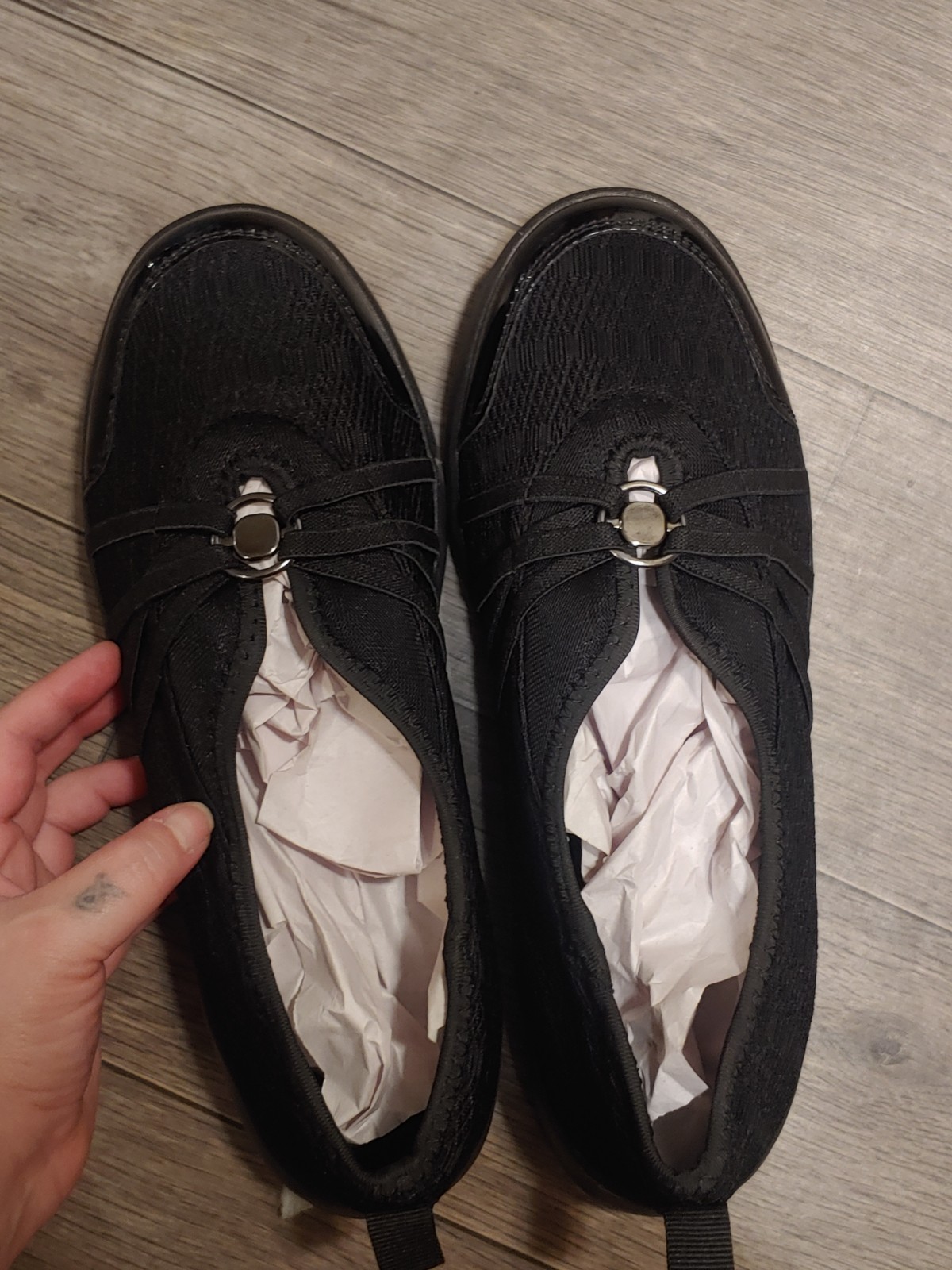 Comfortview Size 8 1/2 Wide Black Slide On Athletic Shoes Breathable