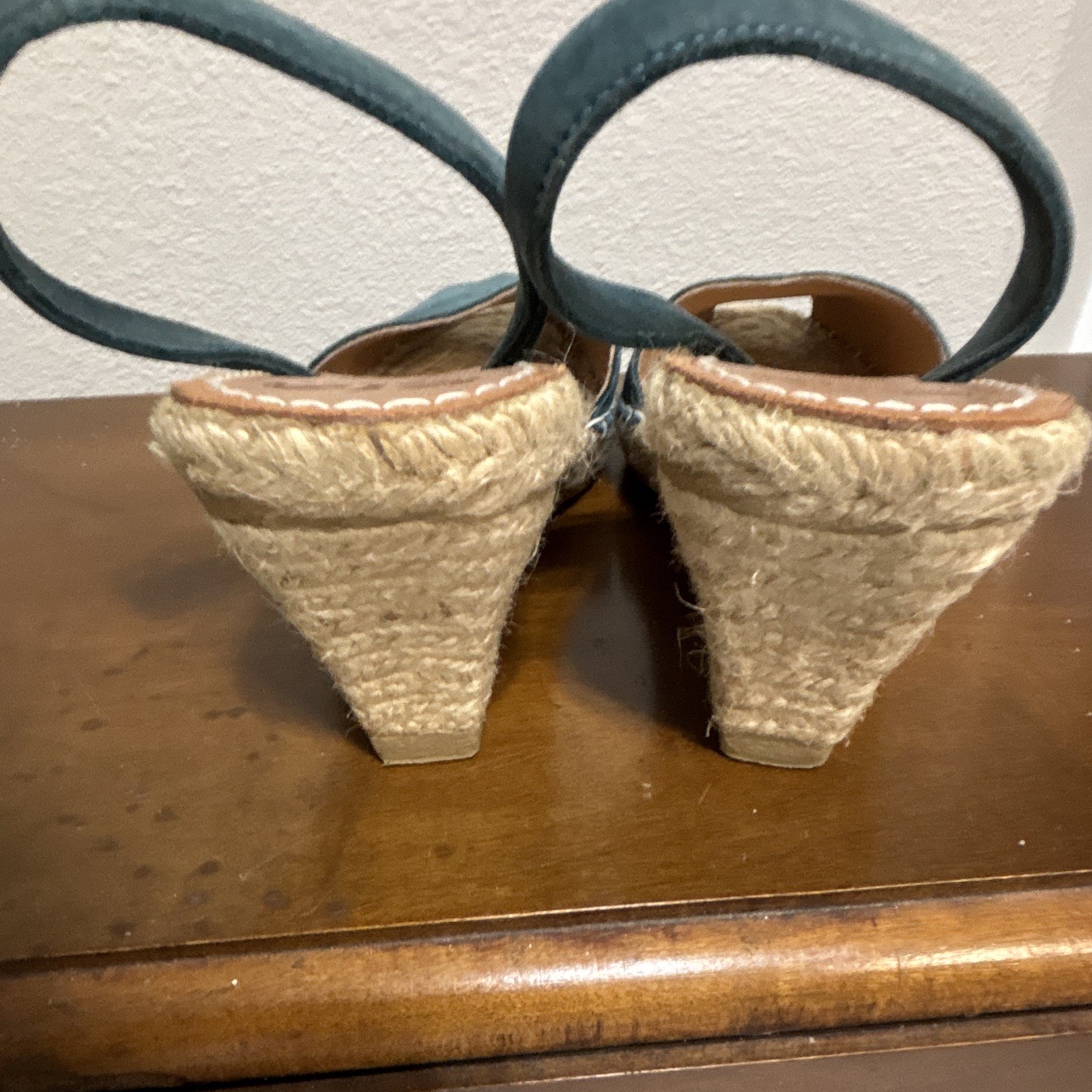 RIA Menorca Teal Suede Espadrille Slingback Wedge Sandals EU 38 Spain (US 7.5)