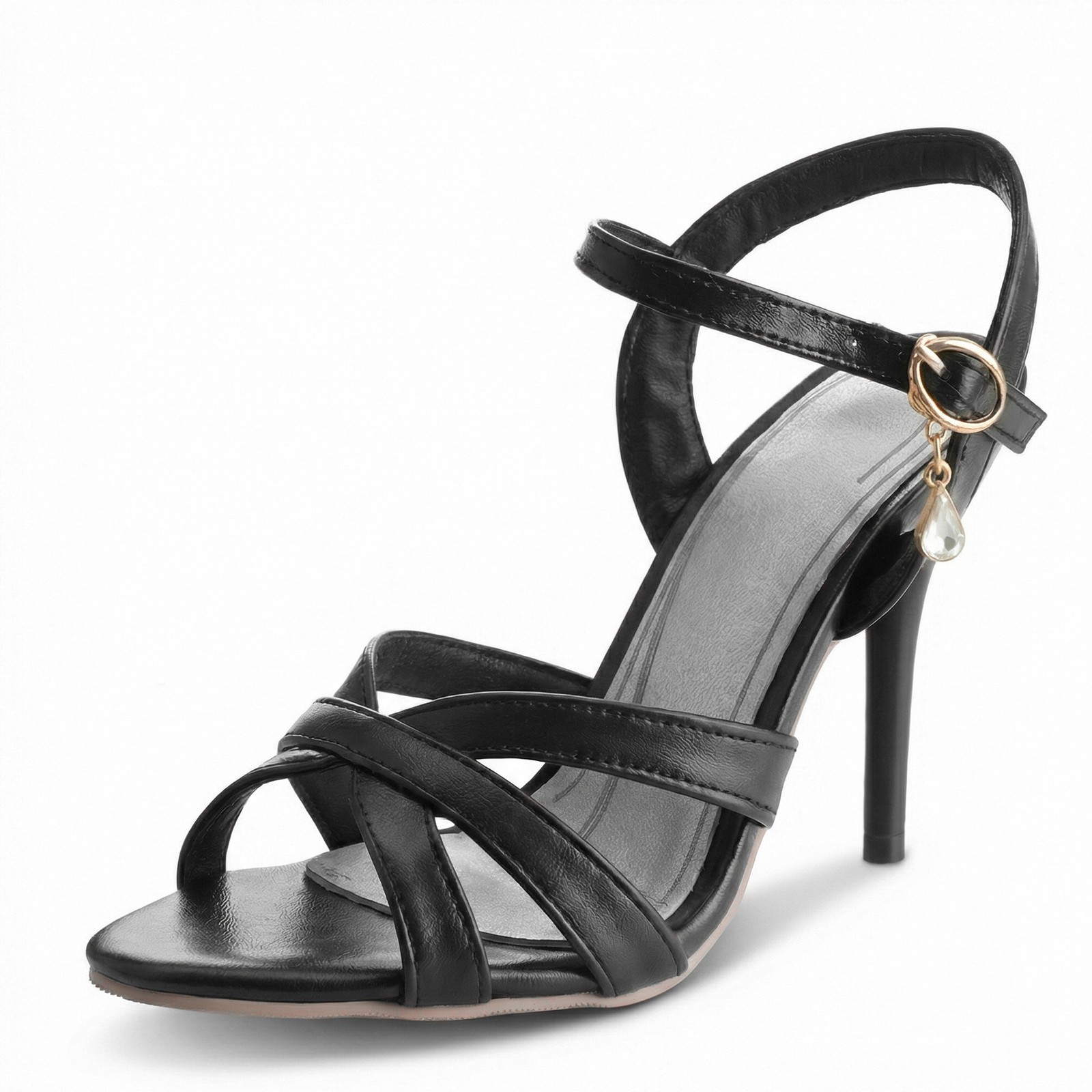 Womens Peep Toe High Heels Sandals Faux Leather Casual Party Dress Summer Shoes