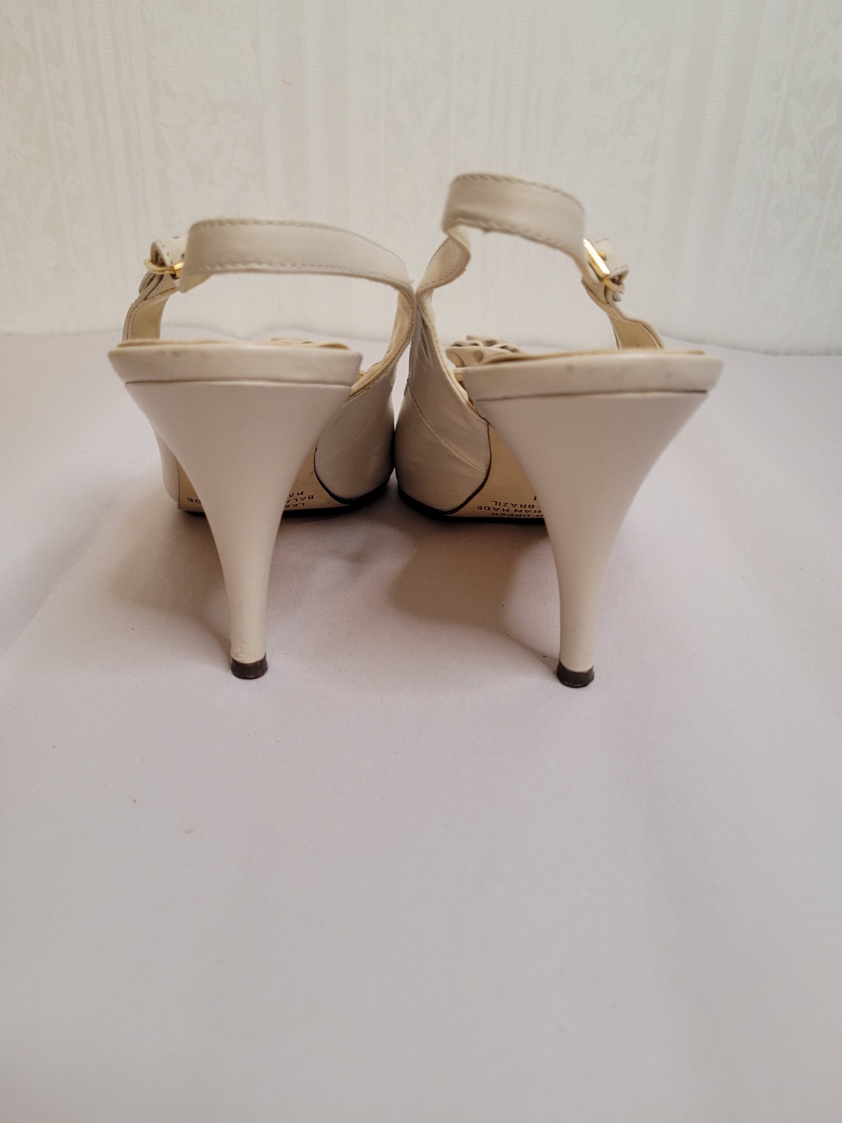 Vintage Jordache Slingback Floral Rosette Retro Dressy Leather Pumps Size 8.5