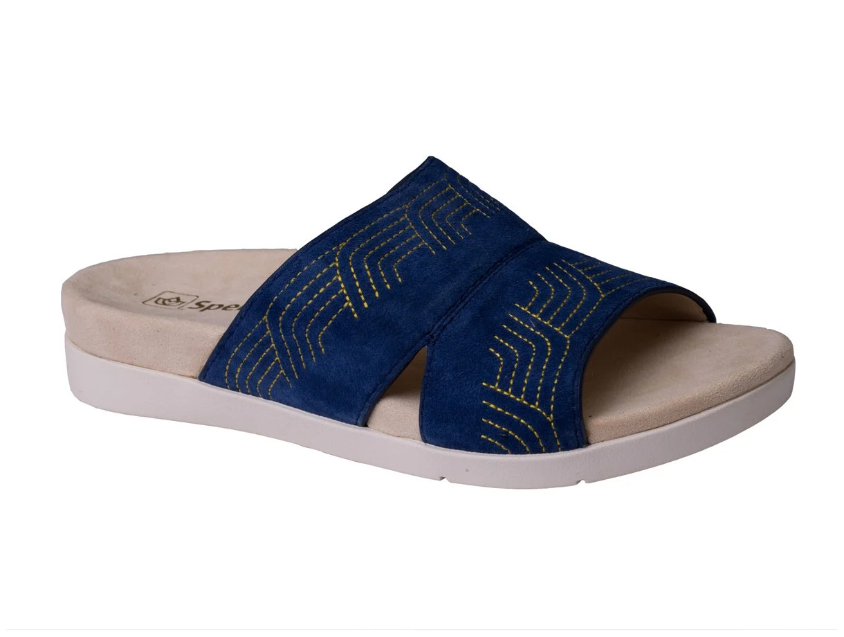 Spenco Twilight Ellie Women’s Leather Slide Sandal Peacoat – 8 Wide