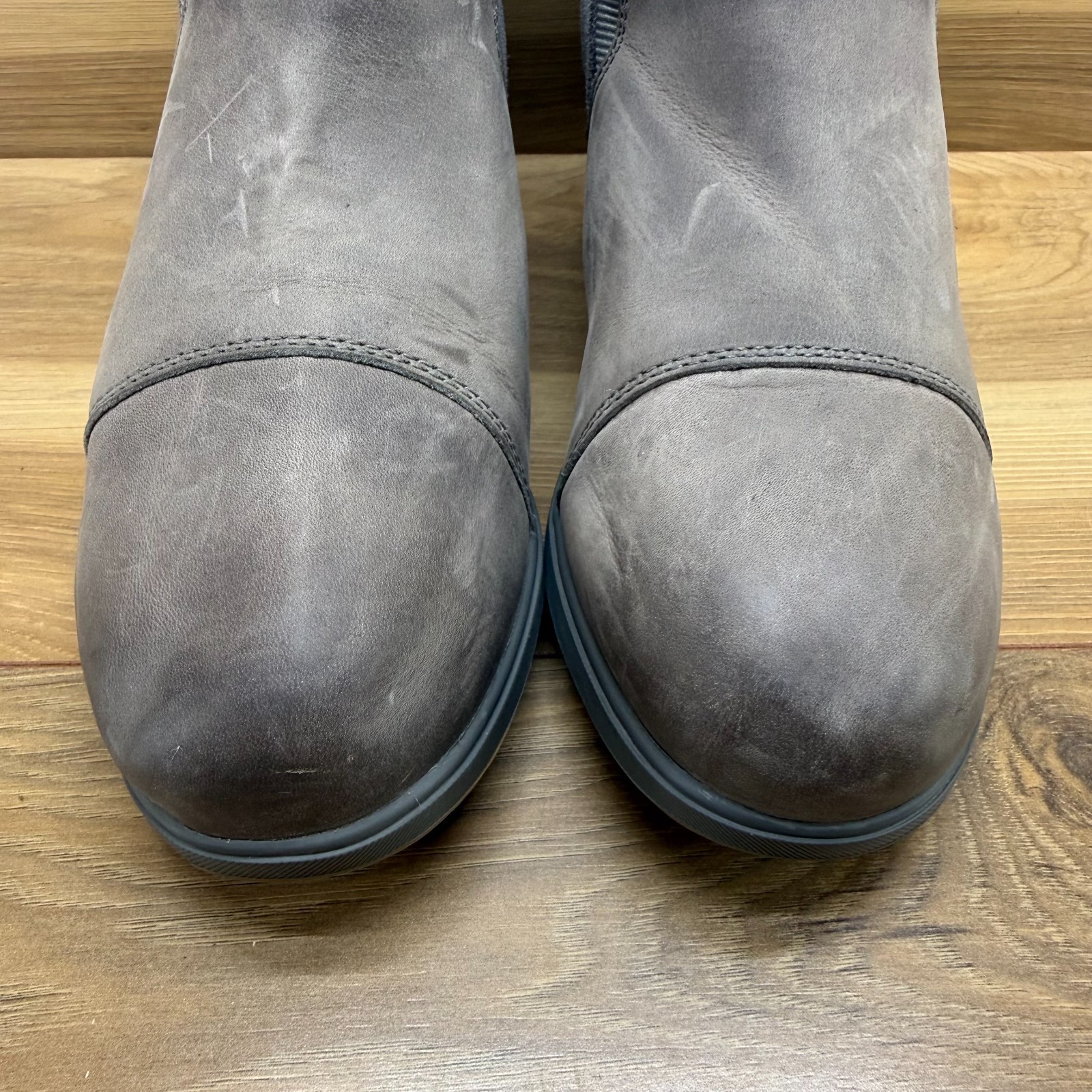 Sorel Evie Wedge Boots Womens 8 Gray Waterproof Nubuck Leather Modern Outdoor