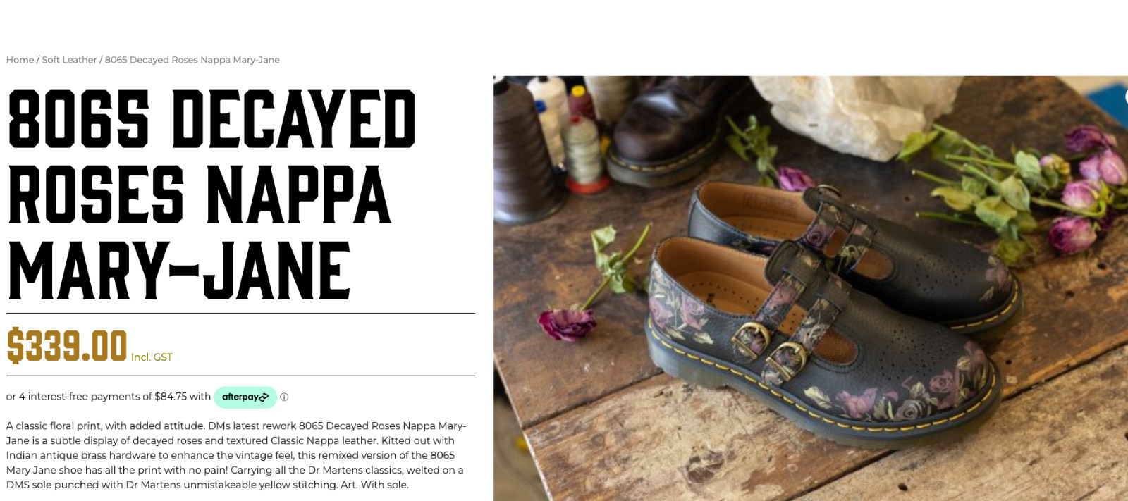 DR. MARTENS 8065 DECAYED ROSES NAPPA MARY JANE SHOES MSRP$190 CUTE & CHIC