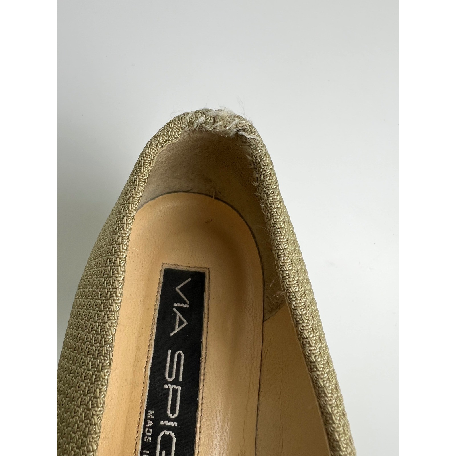 Via Spiga 90s Green Woven Square Toe Block Heel Pumps Made In Italy 9 M Preppy