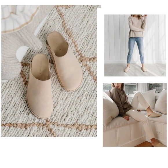 Jenni Kayne Natural Oiled Leather Moc Slip-on Clogs Lounge Sz 36