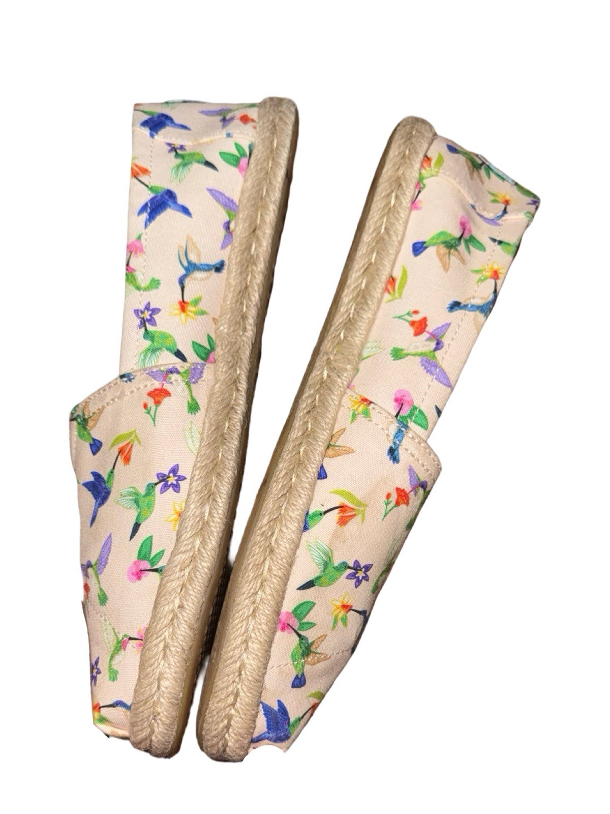 TOMS Women’s Classic Alpargata Hummingbird Print Canvas Slip On Shoes Size 7.5