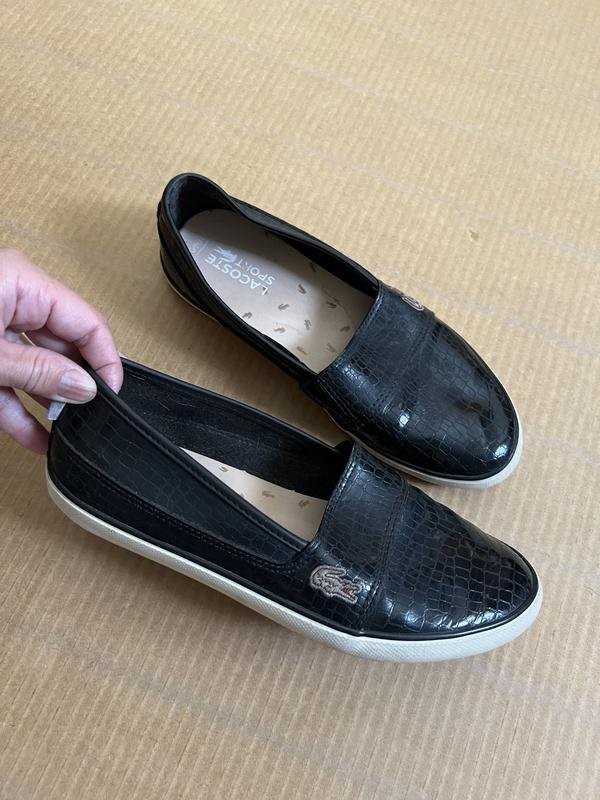 women lacoste loafers black artificial leather 37