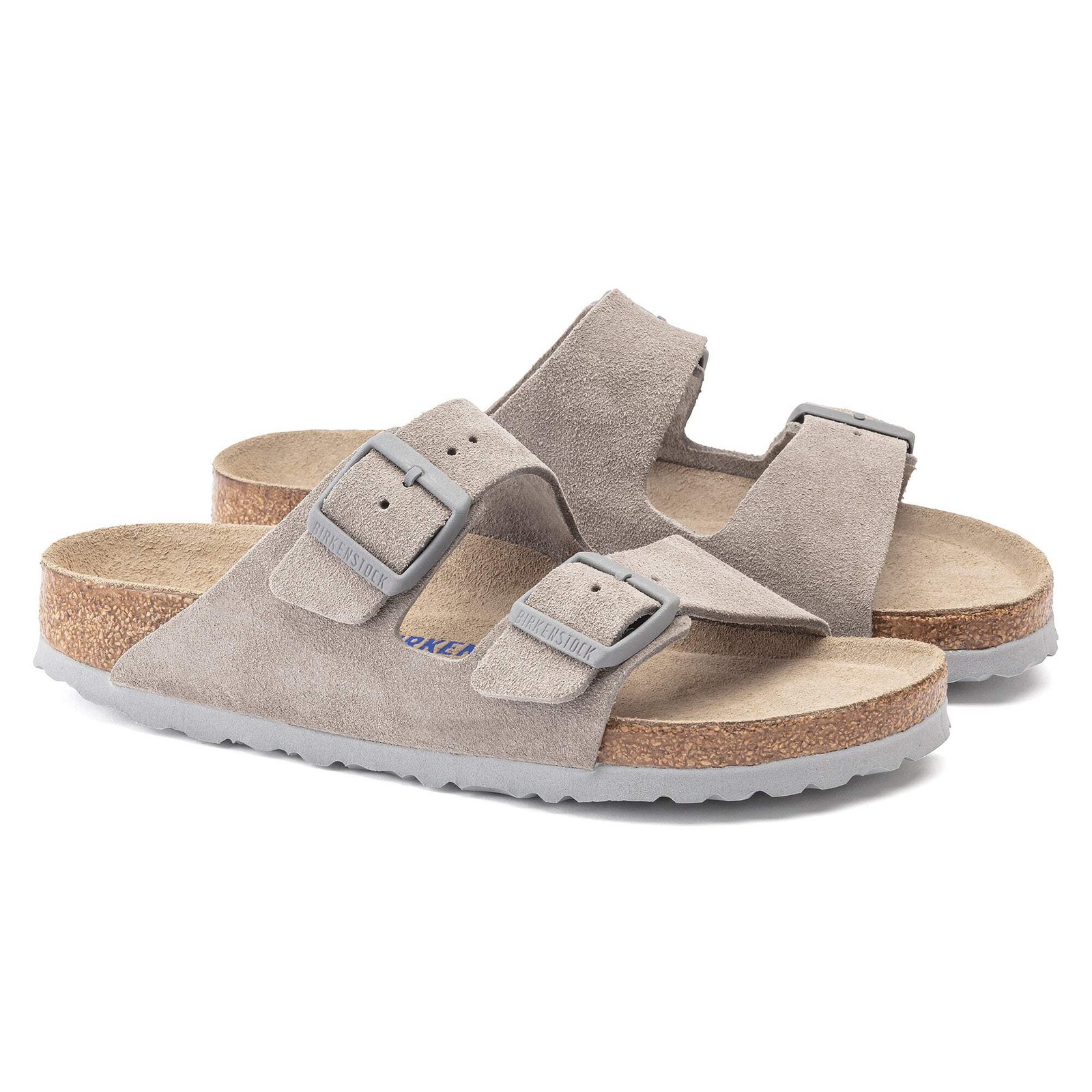 BIRKENSTOCK ARIZONA SOFT FOOTBED SUEDE LEATHER Sandals Stone Coin New