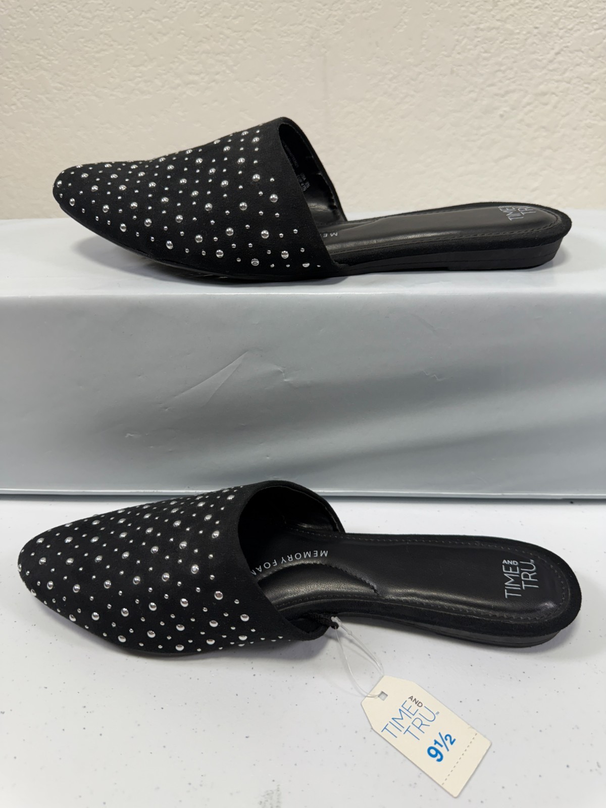Women’s, Time and Tru Comfort Sandal Denim Blue Slides Flats, Sz 8, (New,W/tags)