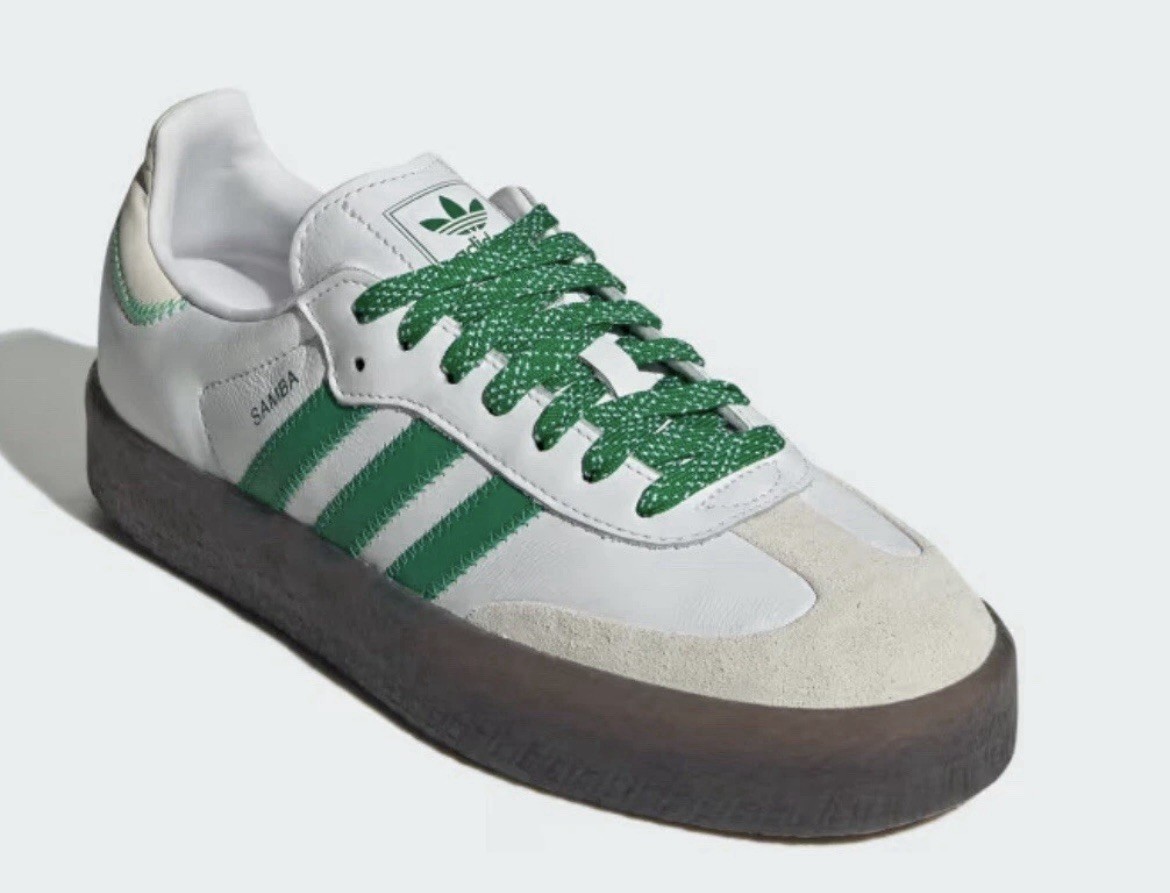 adidas SAMBAE W Sneakers Size 5.5 Womens Cloud White/Green/Off White IE9105 NEW