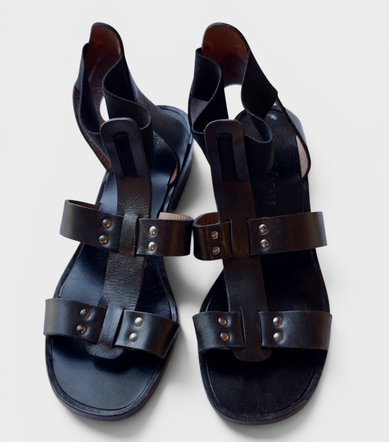 Modern Vintage Tanji Black Leather Sandals EU 37 US 7 Beautiful Condition